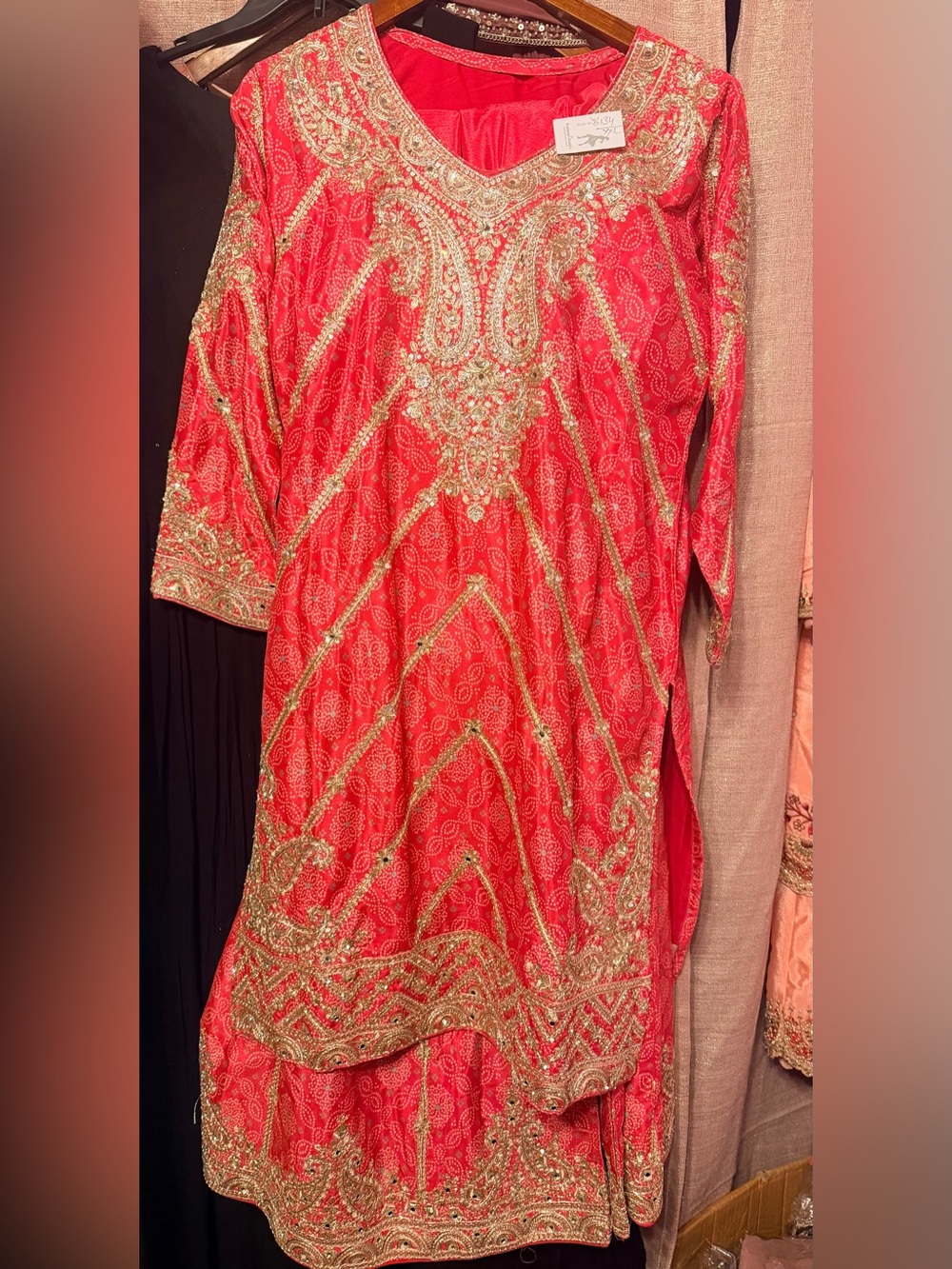 Pink Sharara set with golden embroidery